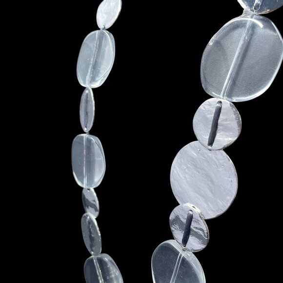 Chicos Frost Iridescent Beaded Statement Necklace Mermaid Coastal Resort - Picture 5 of 8